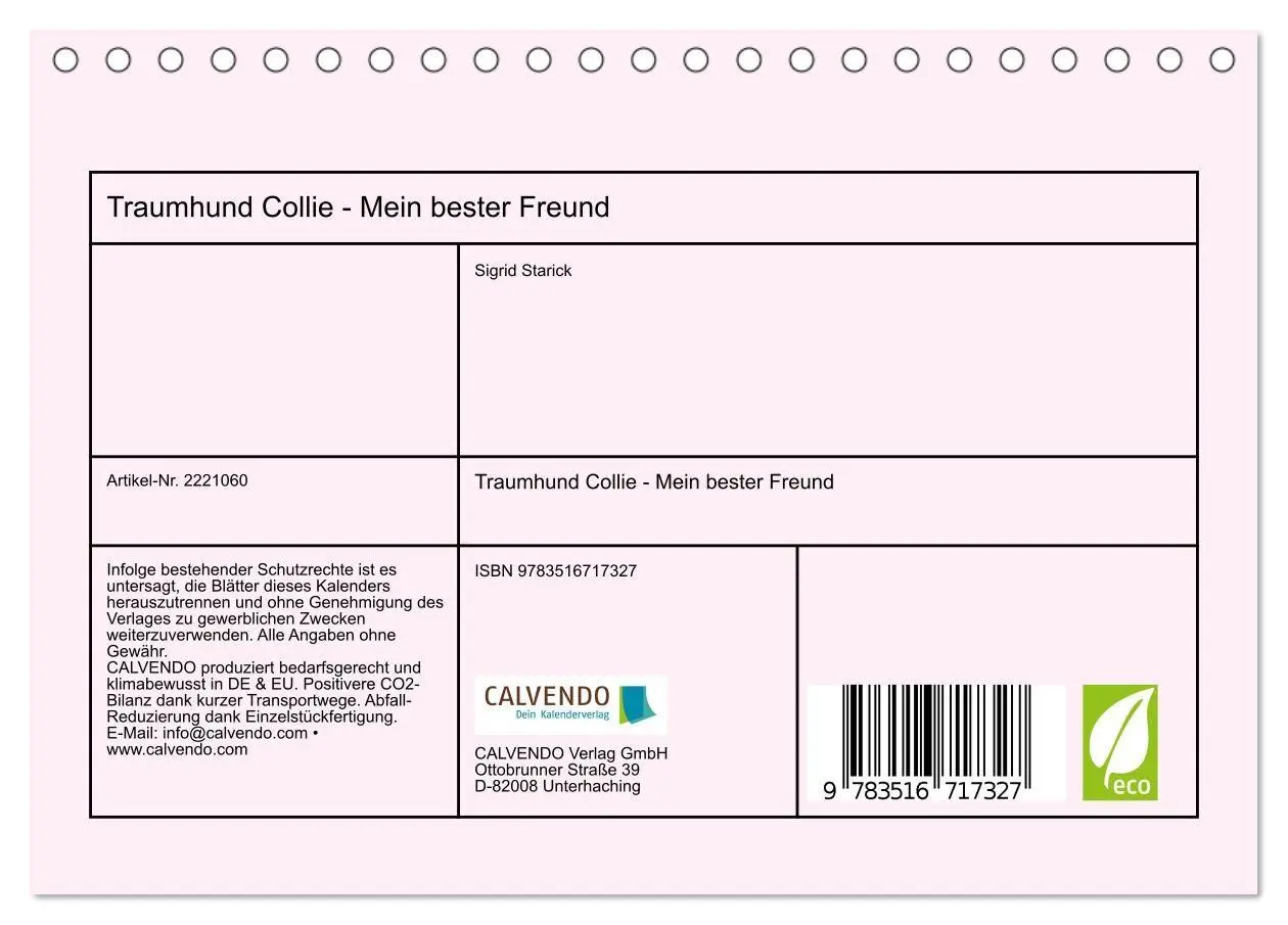 Bild: 9783516717327 | Traumhund Collie - Mein bester Freund (Tischkalender 2026 DIN A5...