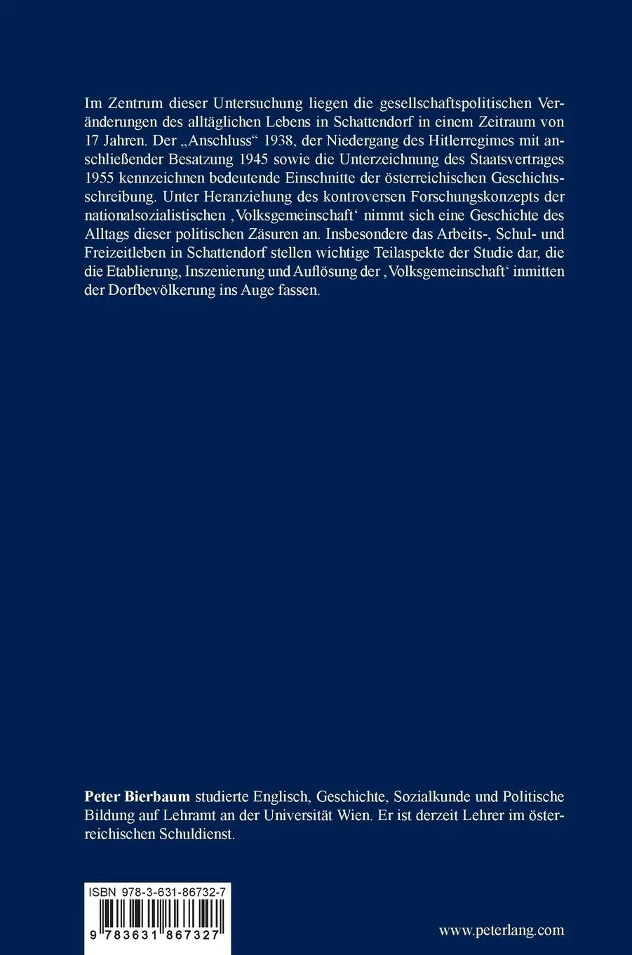 Rückseite: 9783631867327 | Schattendorf 1938¿1955 | Peter Bierbaum | Buch | Deutsch | 2021