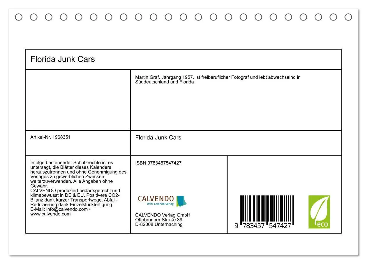Bild: 9783457547427 | Florida Junk Cars (Tischkalender 2026 DIN A5 quer), CALVENDO...