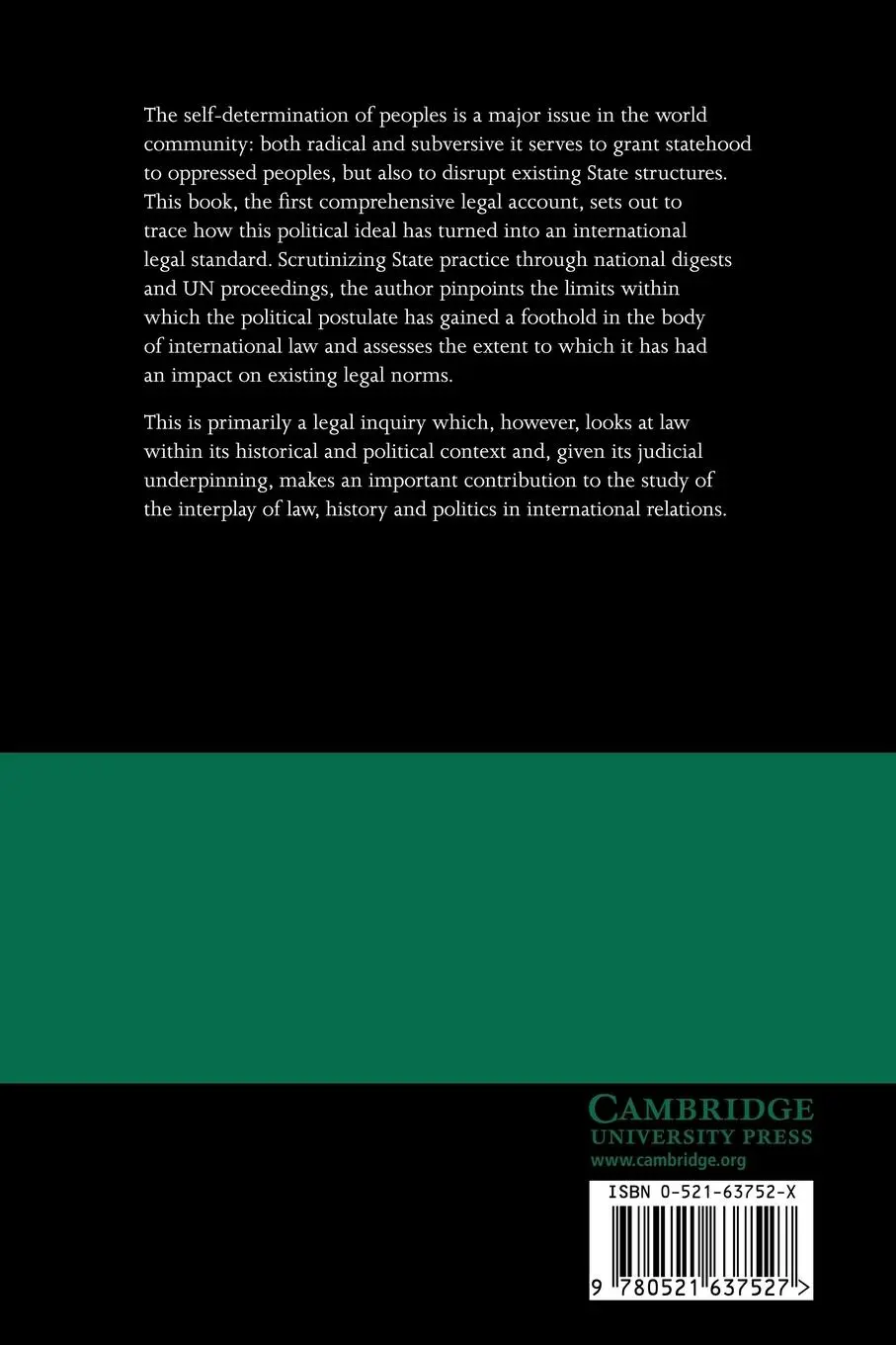 Rückseite: 9780521637527 | Self-Determination of Peoples | Antonio Cassese | Taschenbuch | 2008