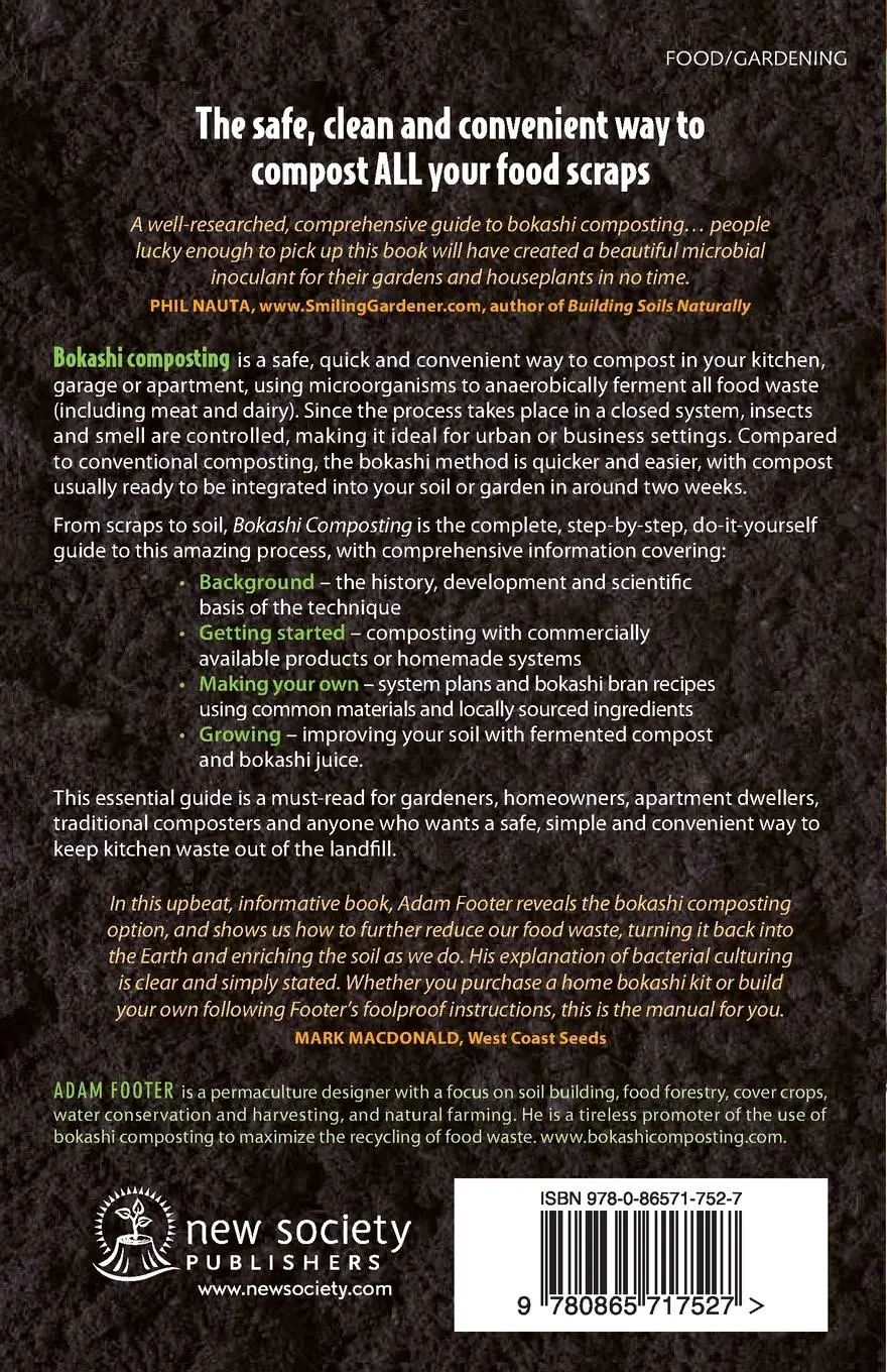 Rückseite: 9780865717527 | Bokashi Composting | Scraps to Soil in Weeks | Adam Footer | Buch