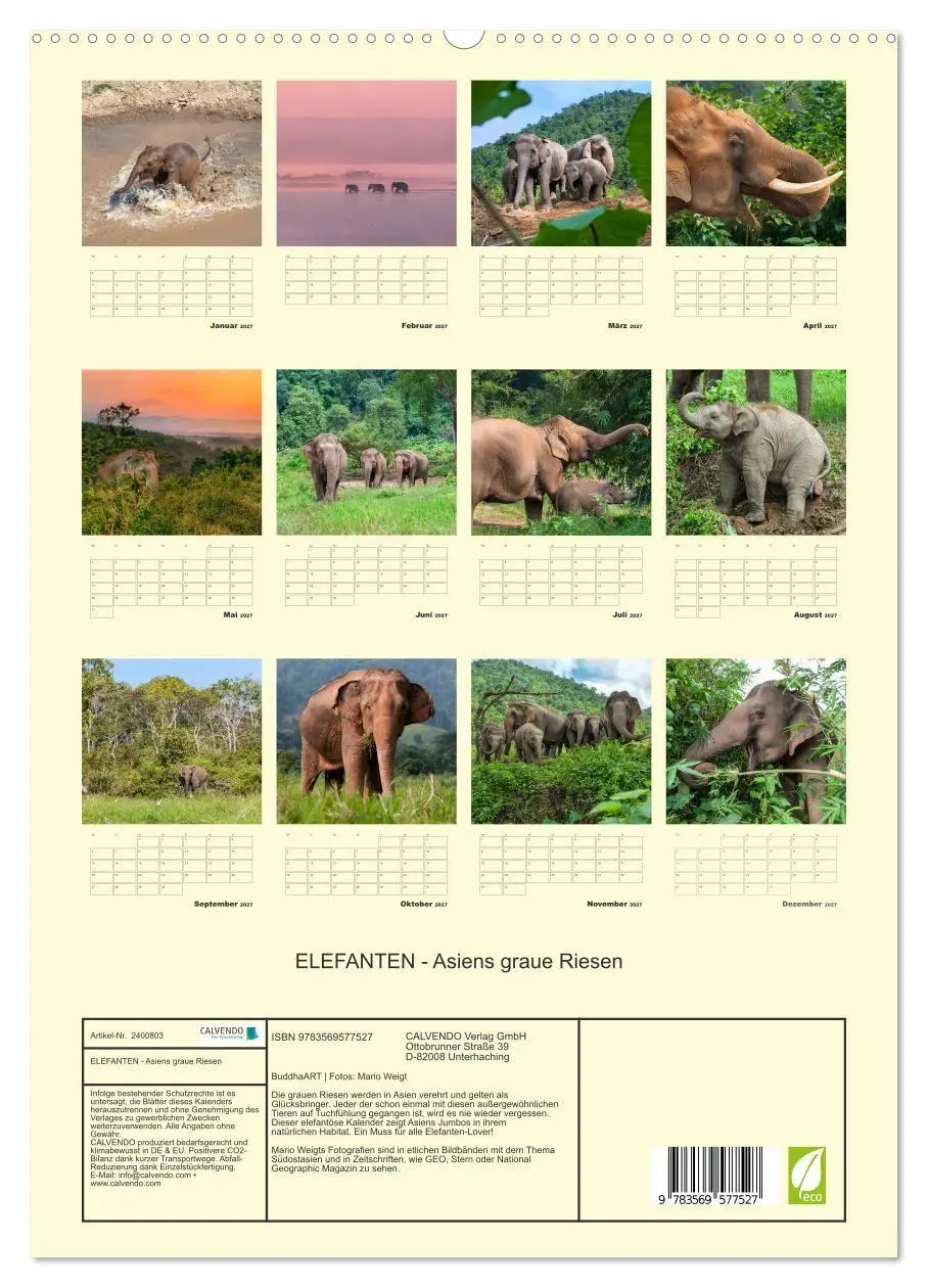 Bild: 9783569577527 | ELEFANTEN - Asiens graue Riesen (hochwertiger Premium Wandkalender...