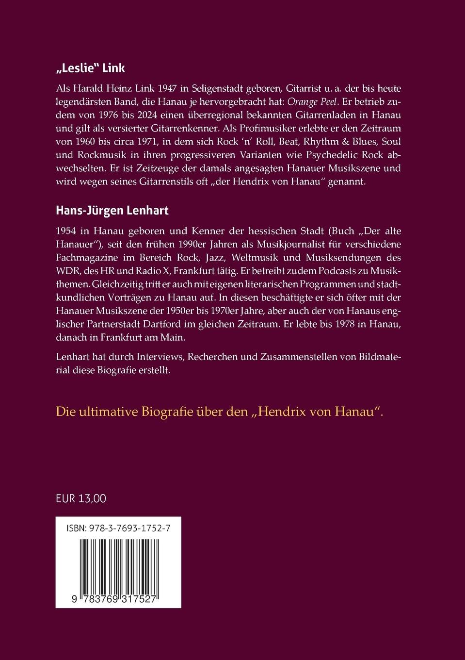 Rückseite: 9783769317527 | Leslie Link | Ein Leben im Electric Guitarland | Hans-Jürgen Lenhart