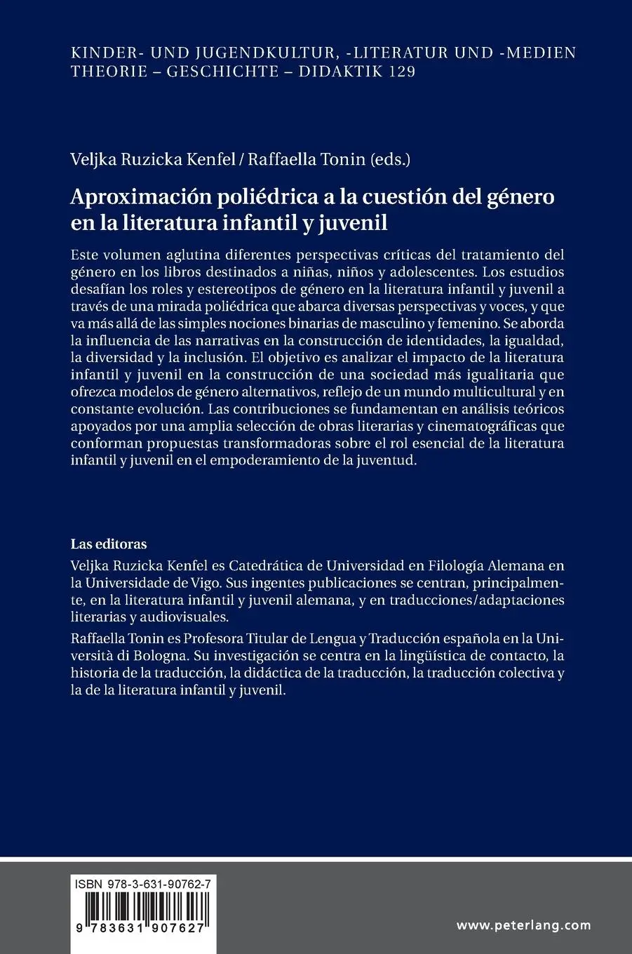 Rückseite: 9783631907627 | Aproximación poliédrica a la cuestión del género en la literatura...