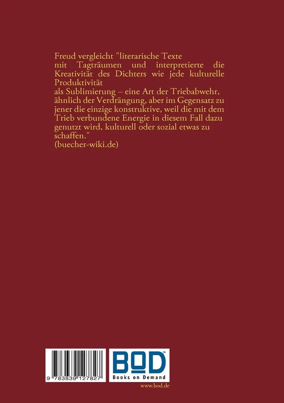 Rückseite: 9783839127827 | Der Dichter und das Phantasieren | Mit Interpretationshilfen | Freud