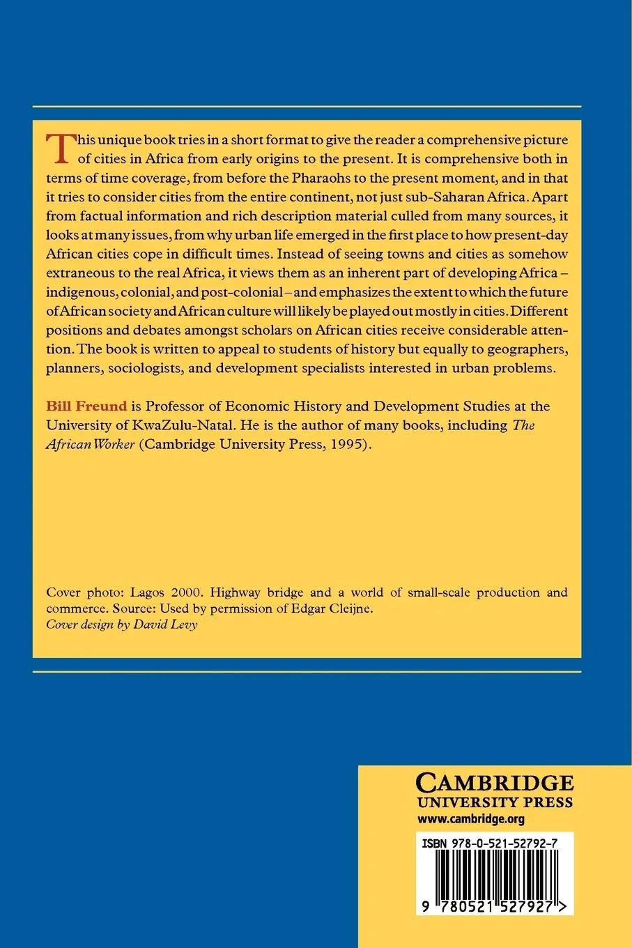 Rückseite: 9780521527927 | The African City | A History | Bill Freund | Taschenbuch | Englisch