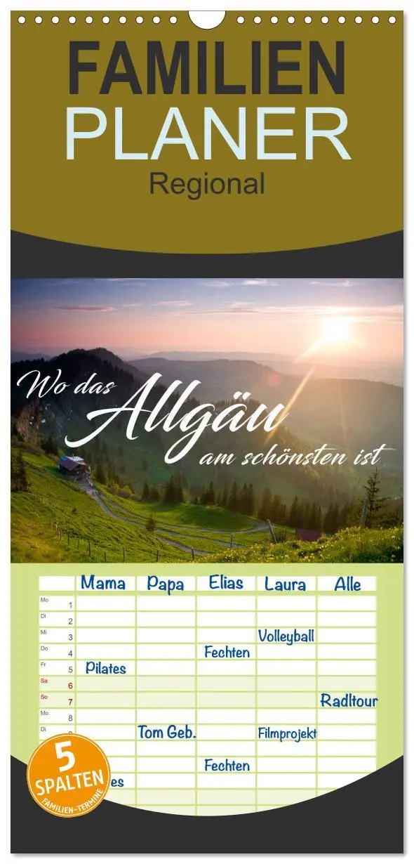 Cover: 9783516517927 | Familienplaner 2026 - Wo das Allgäu am schönsten ist mit 5 Spalten...