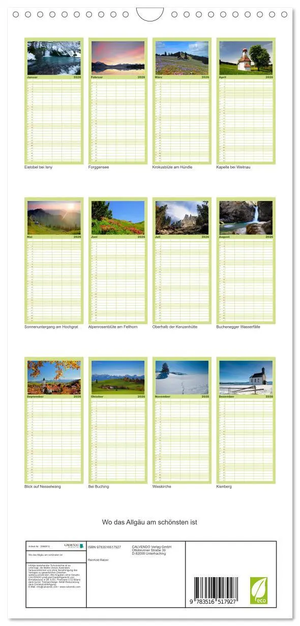 Bild: 9783516517927 | Familienplaner 2026 - Wo das Allgäu am schönsten ist mit 5 Spalten...