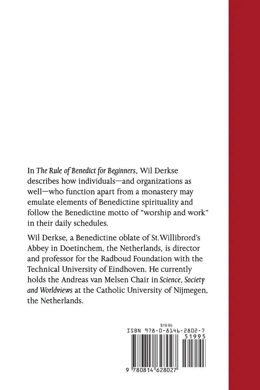 Rückseite: 9780814628027 | Rule of Benedict for Beginners | Spirituality for Daily Life | Derkse
