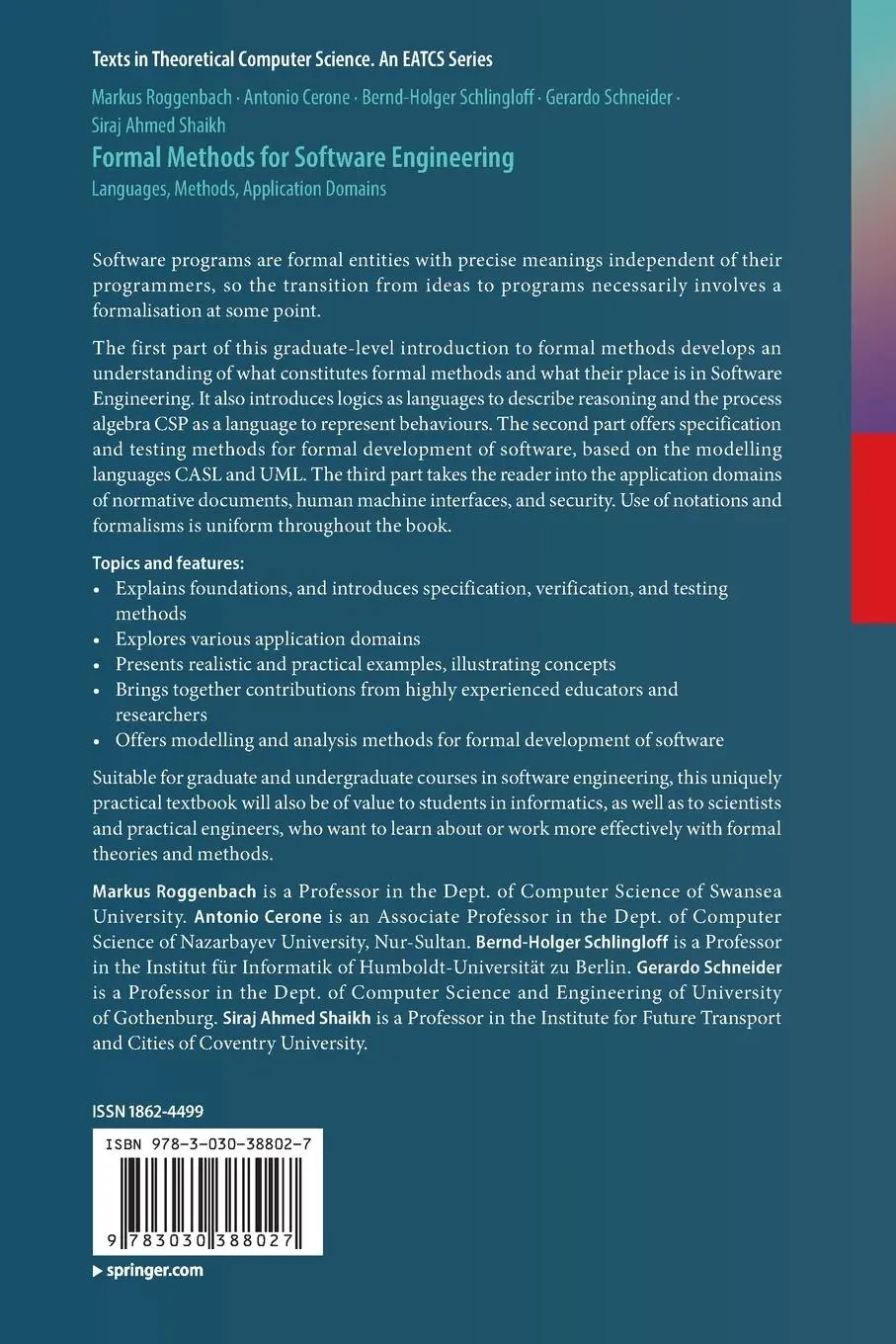 Rückseite: 9783030388027 | Formal Methods for Software Engineering | Markus Roggenbach (u. a.)