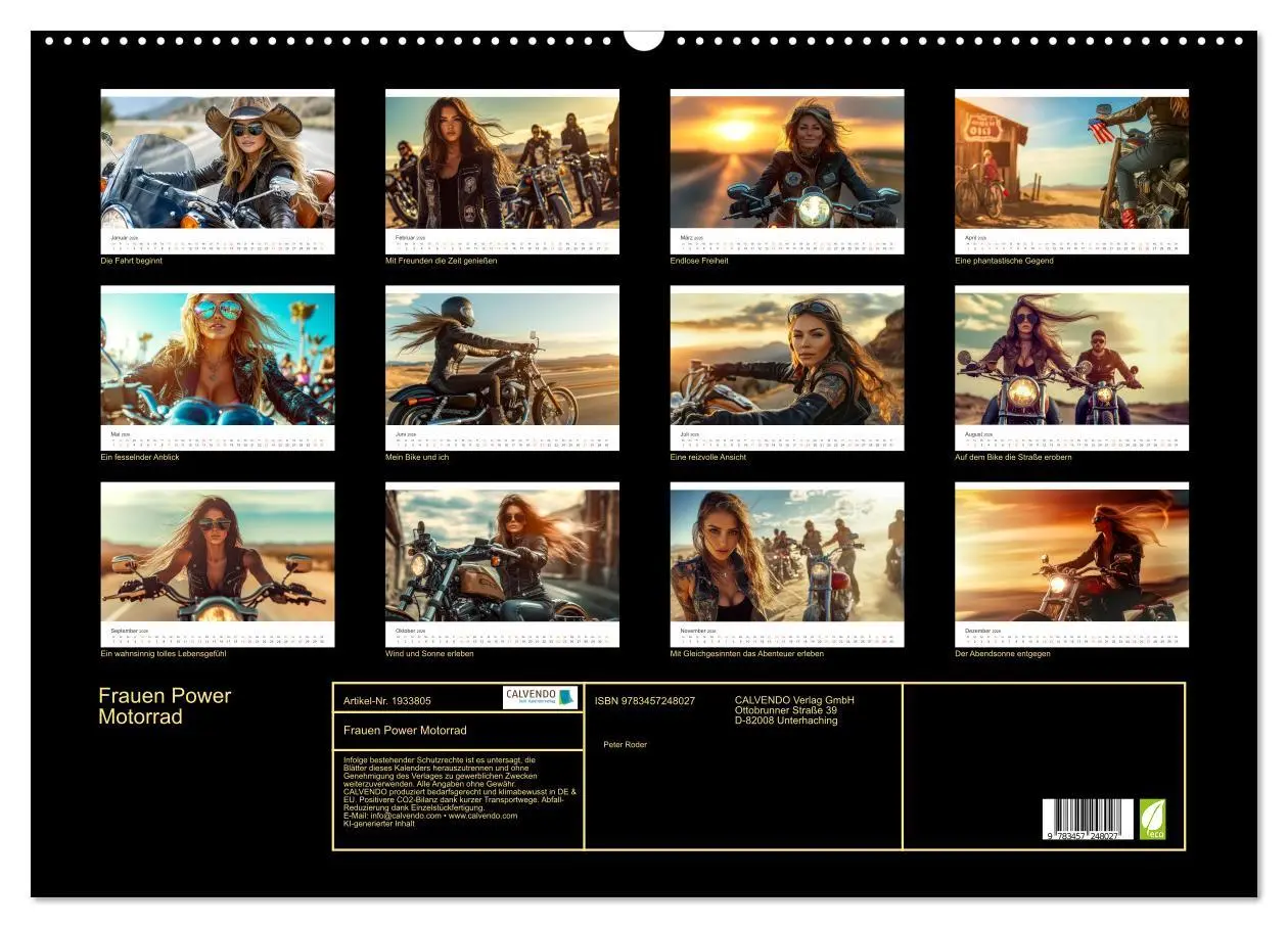 Bild: 9783457248027 | Frauen Power Motorrad (Wandkalender 2026 DIN A2 quer), CALVENDO...