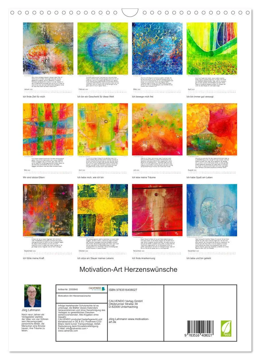 Bild: 9783516408027 | Motivation-Art Herzenswünsche (Wandkalender 2026 DIN A3 hoch),...