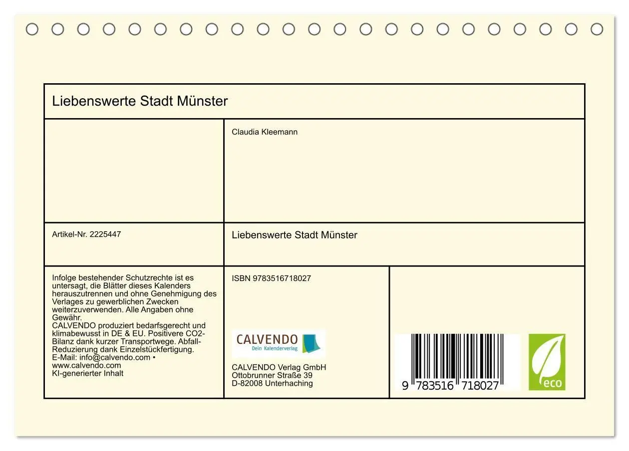 Bild: 9783516718027 | Liebenswerte Stadt Münster (Tischkalender 2026 DIN A5 quer),...