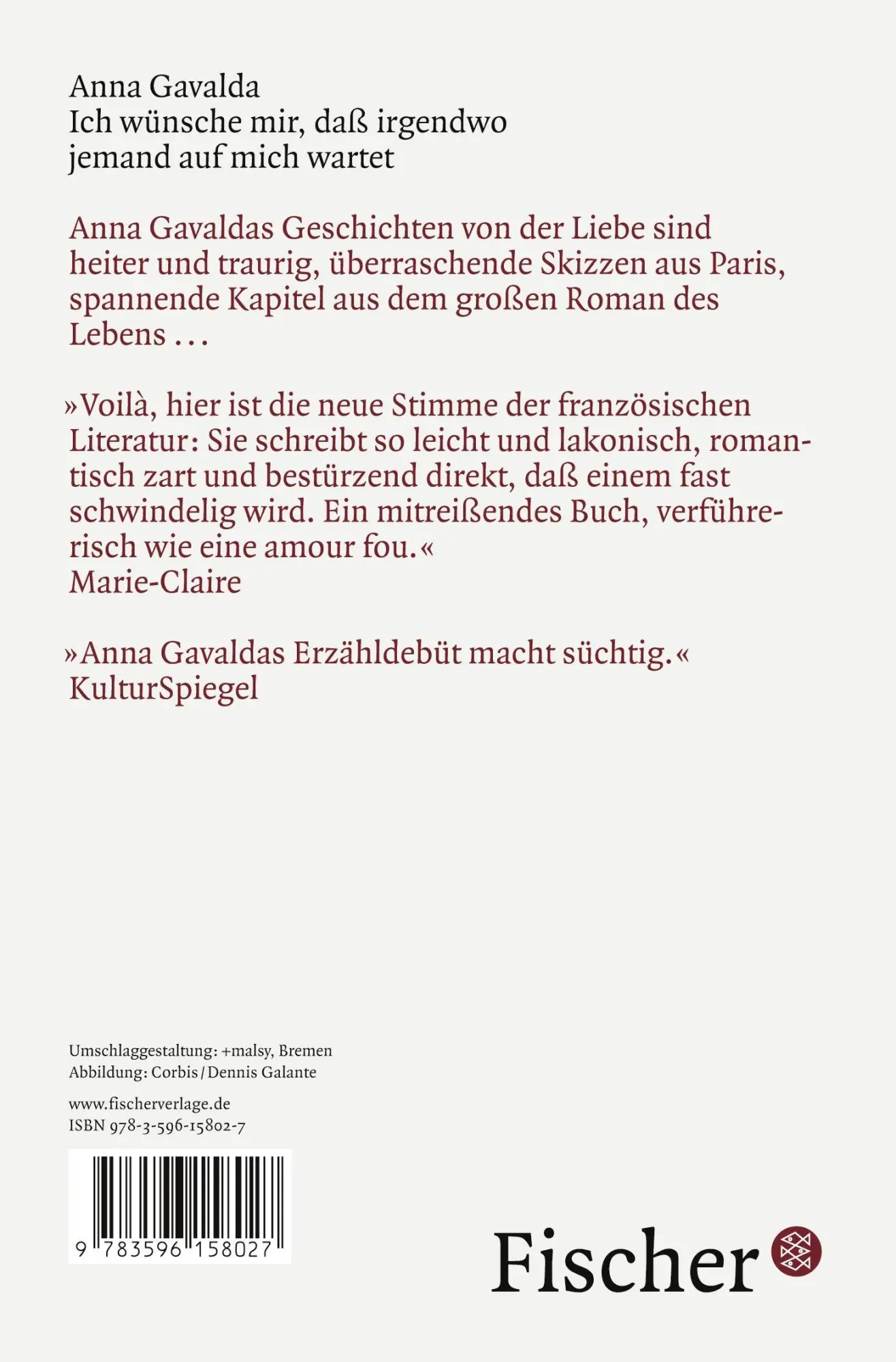 Rückseite: 9783596158027 | Ich wünsche mir, daß irgendwo jemand auf mich wartet | Erzählungen