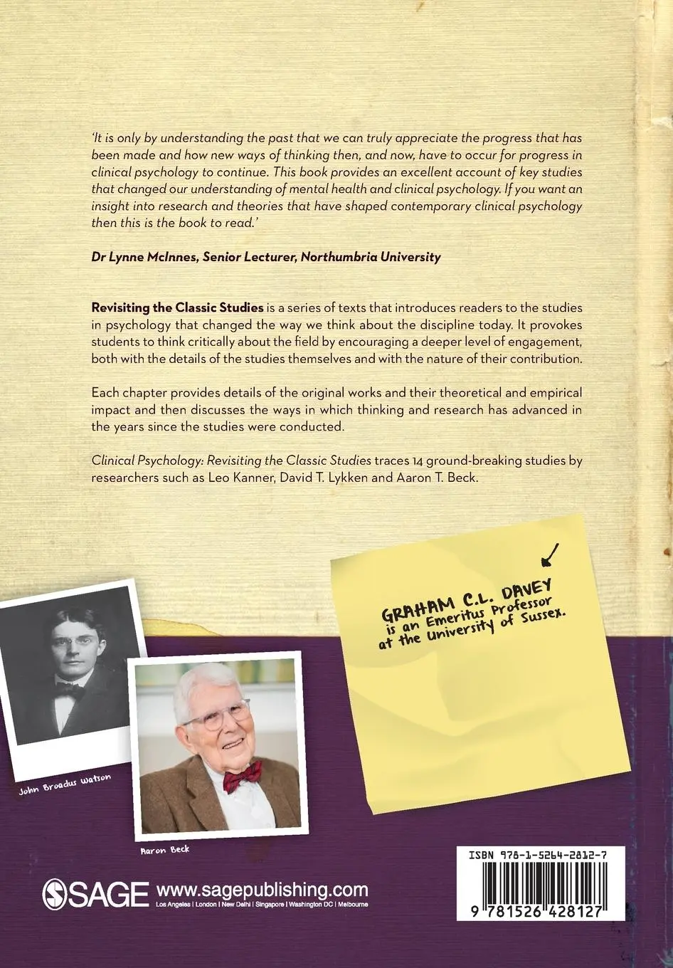 Rückseite: 9781526428127 | Clinical Psychology | Revisiting the Classic Studies | Graham Davey