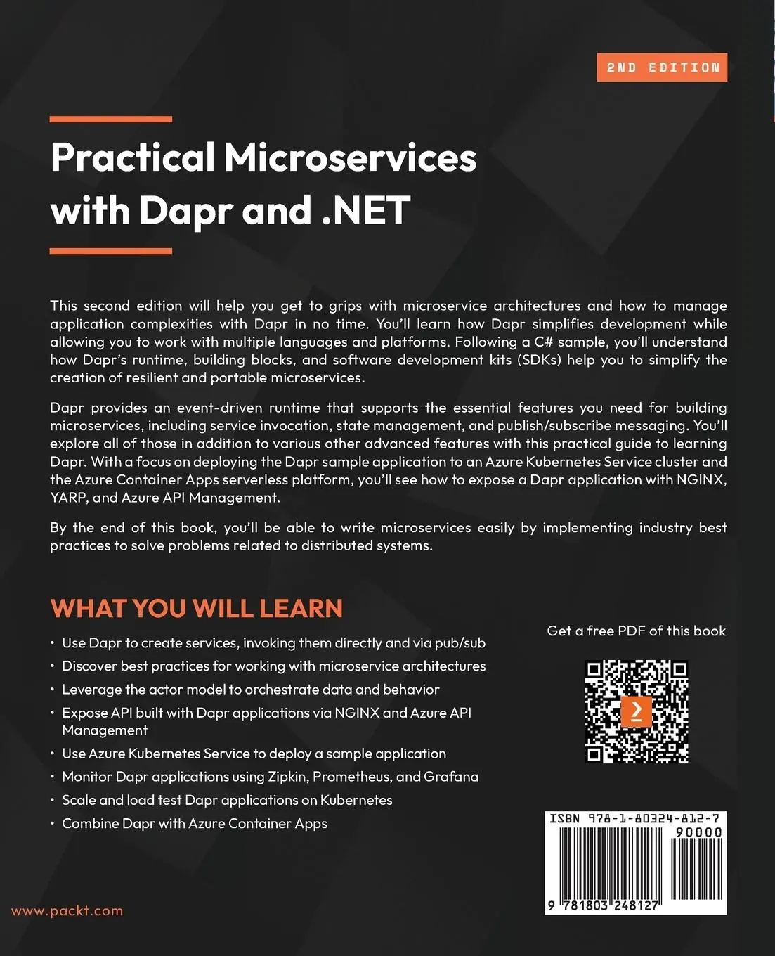 Rückseite: 9781803248127 | Practical Microservices with Dapr and .NET - Second Edition | Bedin