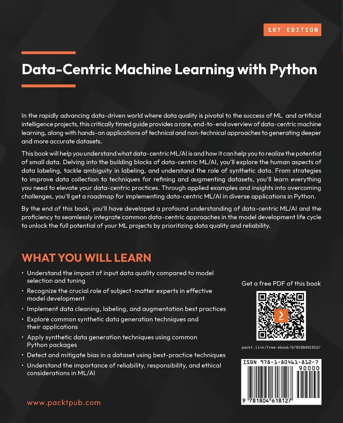 Rückseite: 9781804618127 | Data-Centric Machine Learning with Python | Jonas Christensen (u. a.)