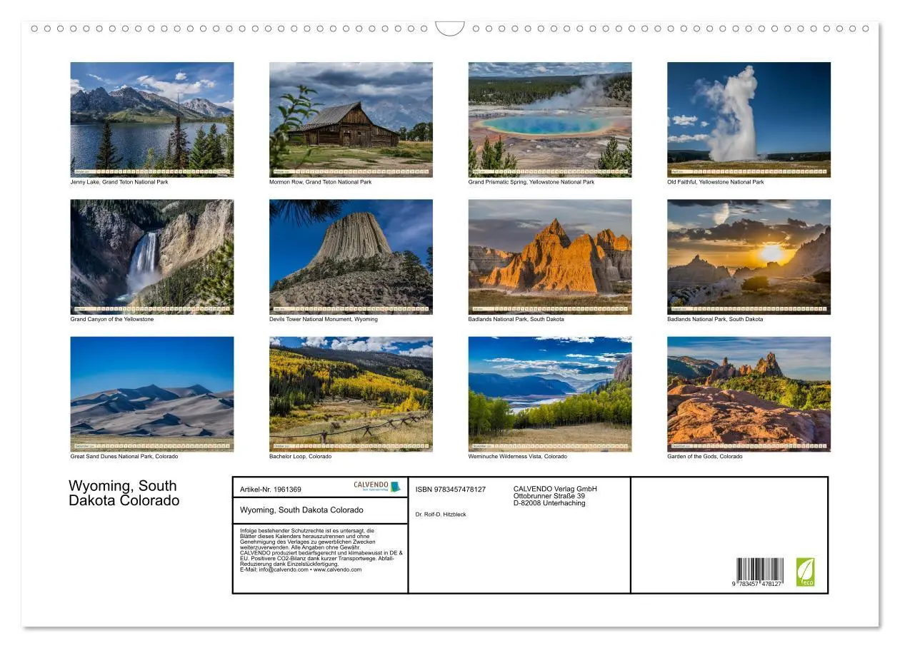 Bild: 9783457478127 | Wyoming, South Dakota Colorado (Wandkalender 2026 DIN A2 quer),...