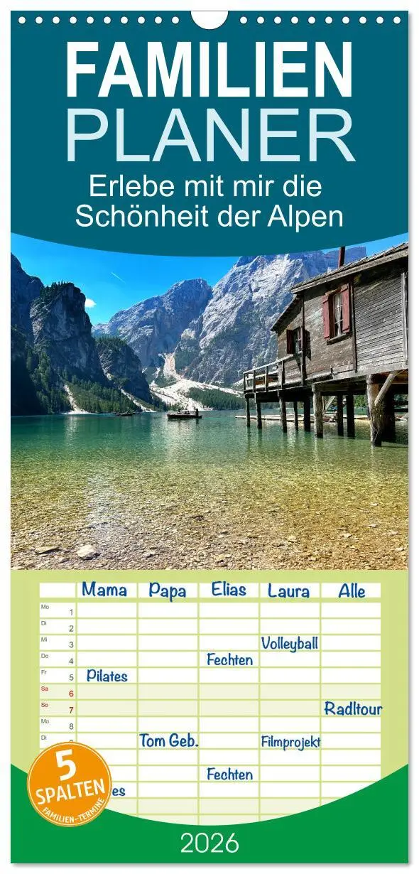 Cover: 9783516498127 | Familienplaner 2026 - Erlebe mit mir die Schönheit der Alpen mit 5...
