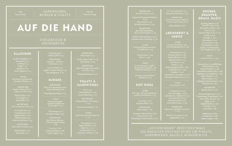 Bild: 9783850338127 | Auf die Hand | Sandwiches, Burger &amp; Toasts, Fingerfood &amp; Abendbrote