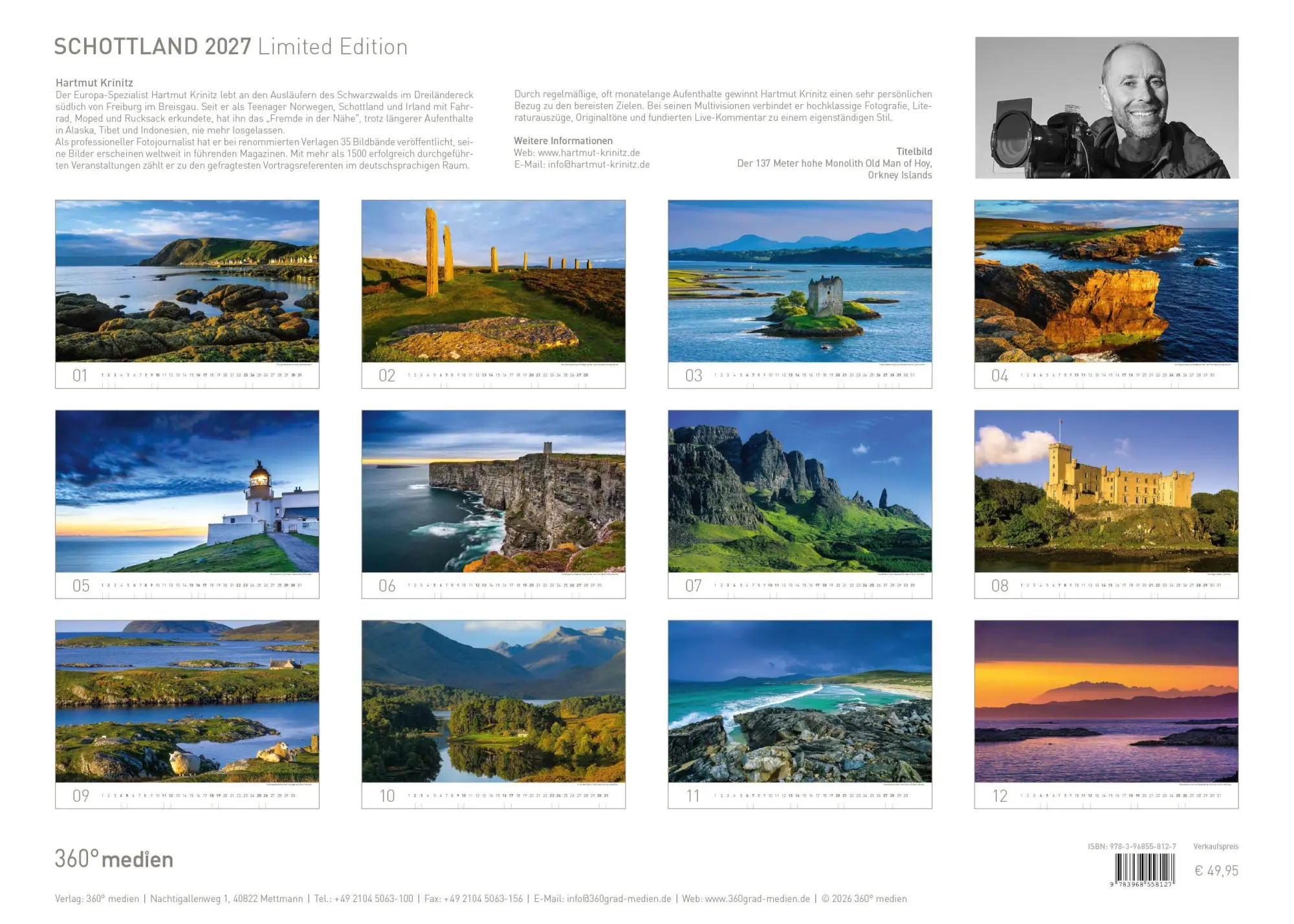Bild: 9783968558127 | Schottland Exklusivkalender 2027 | Hartmut Krinitz | Kalender | 14 S.