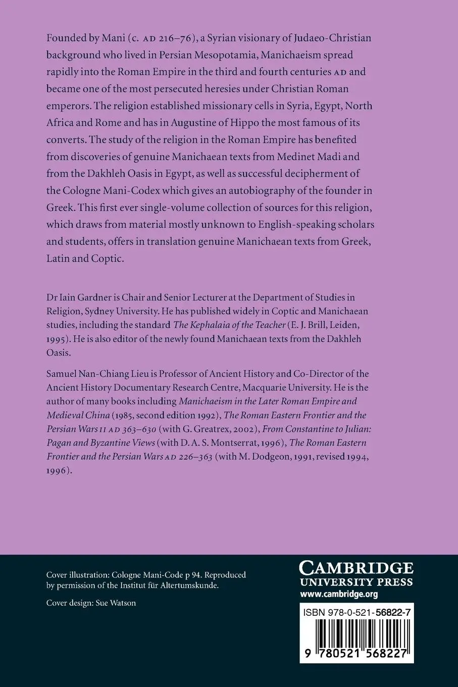 Rückseite: 9780521568227 | Manichaean Texts from the Roman Empire | Samuel N. C. Lieu (u. a.)