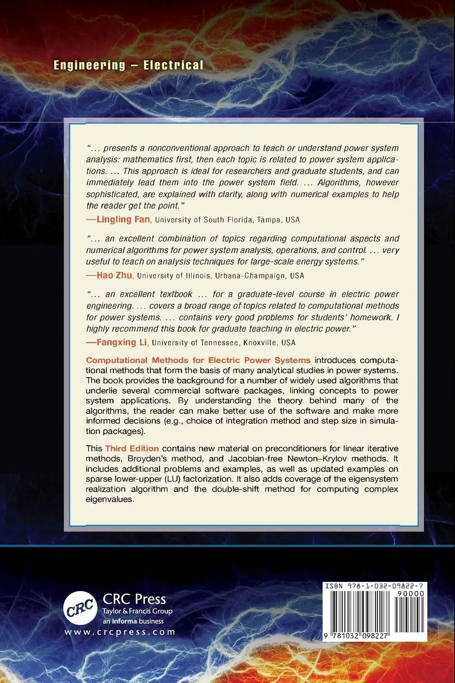Rückseite: 9781032098227 | Computational Methods for Electric Power Systems | Mariesa L. Crow