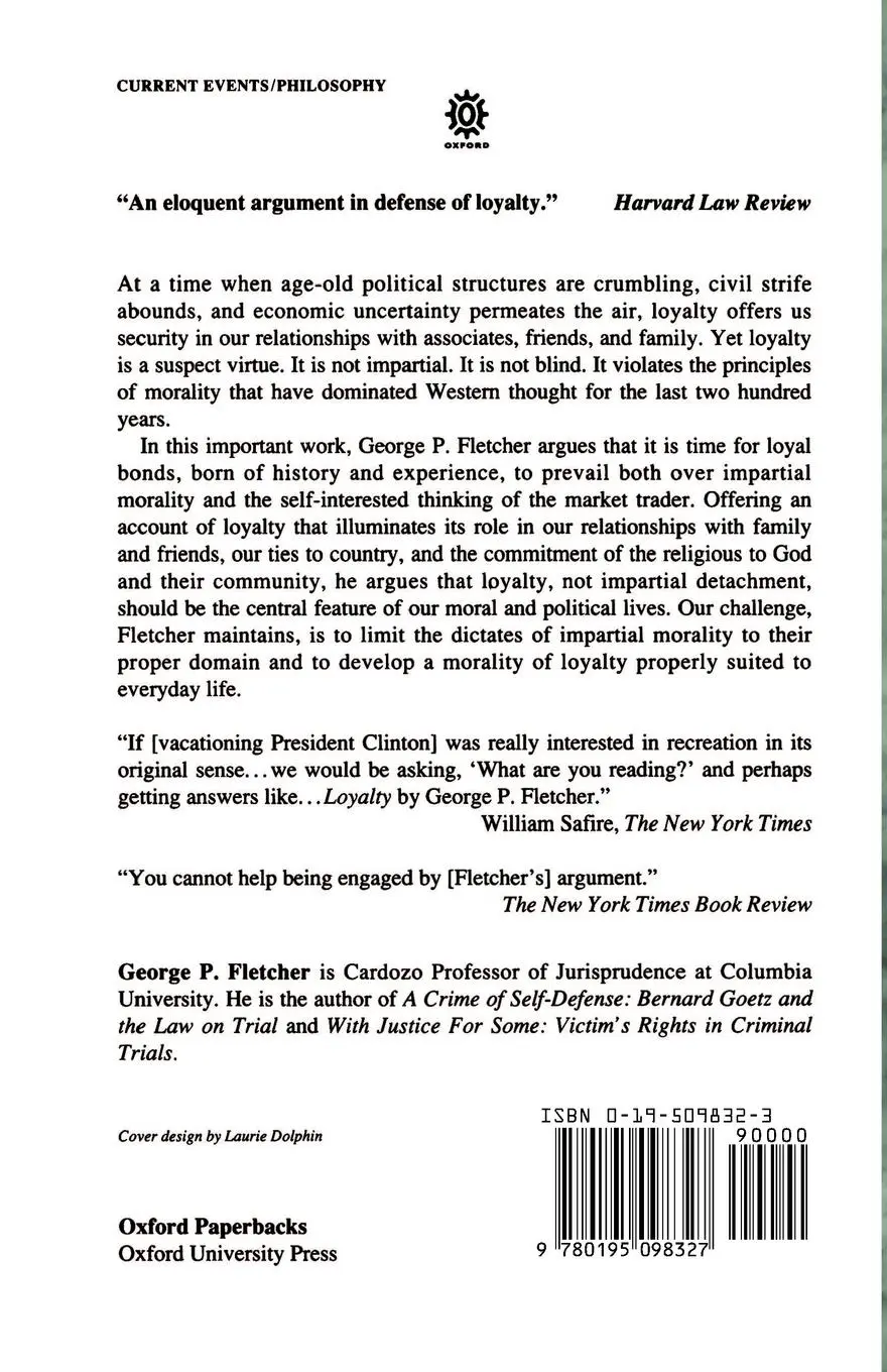 Rückseite: 9780195098327 | Loyalty | An Essay on the Morality of Relationships | Fletcher | Buch