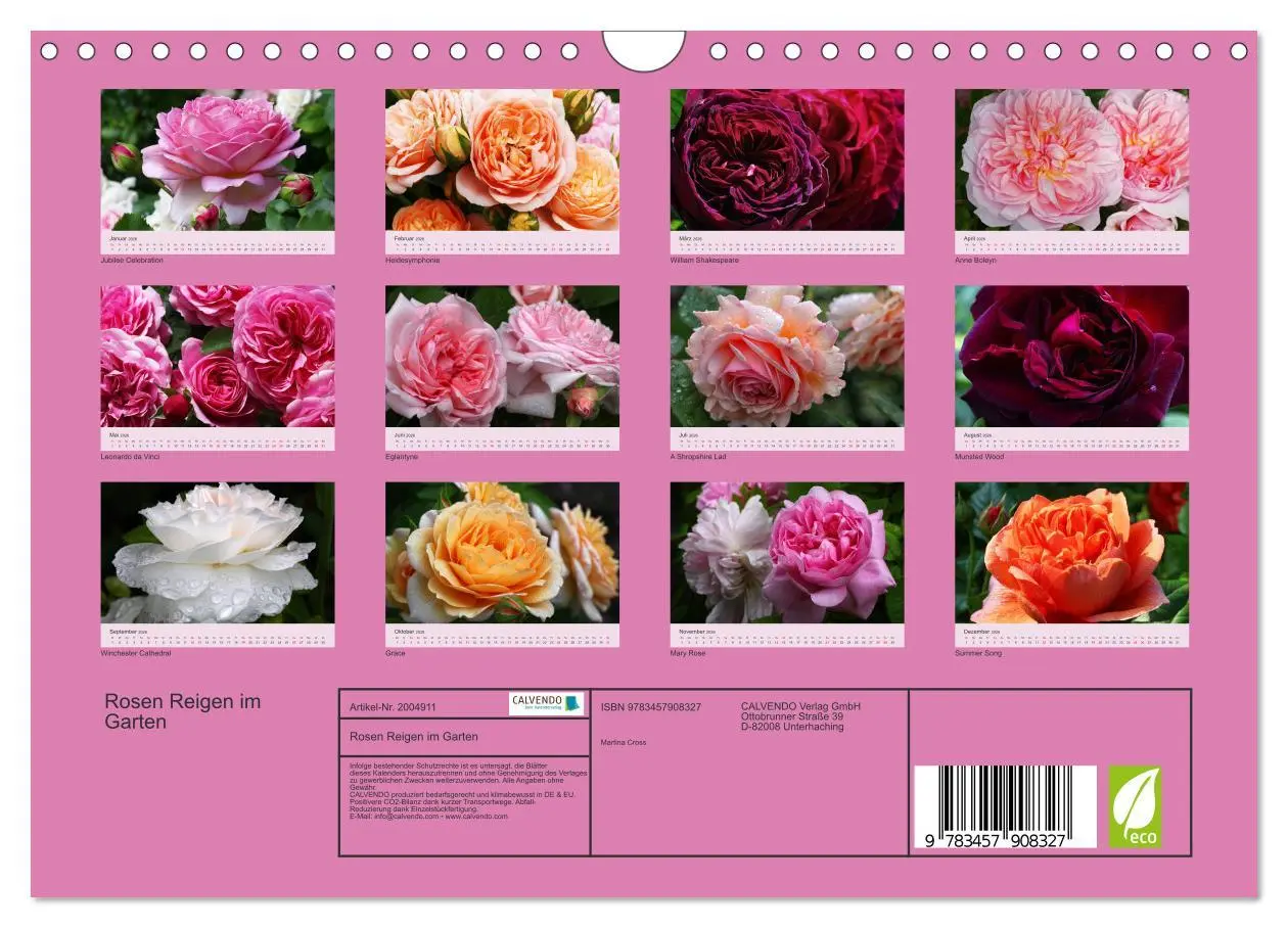 Bild: 9783457908327 | Rosen Reigen im Garten (Wandkalender 2026 DIN A4 quer), CALVENDO...