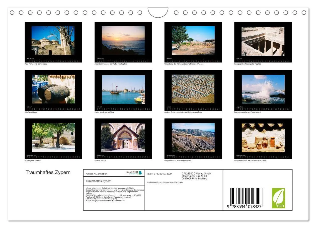Bild: 9783594078327 | Traumhaftes Zypern (Wandkalender 2027 DIN A4 quer), CALVENDO...