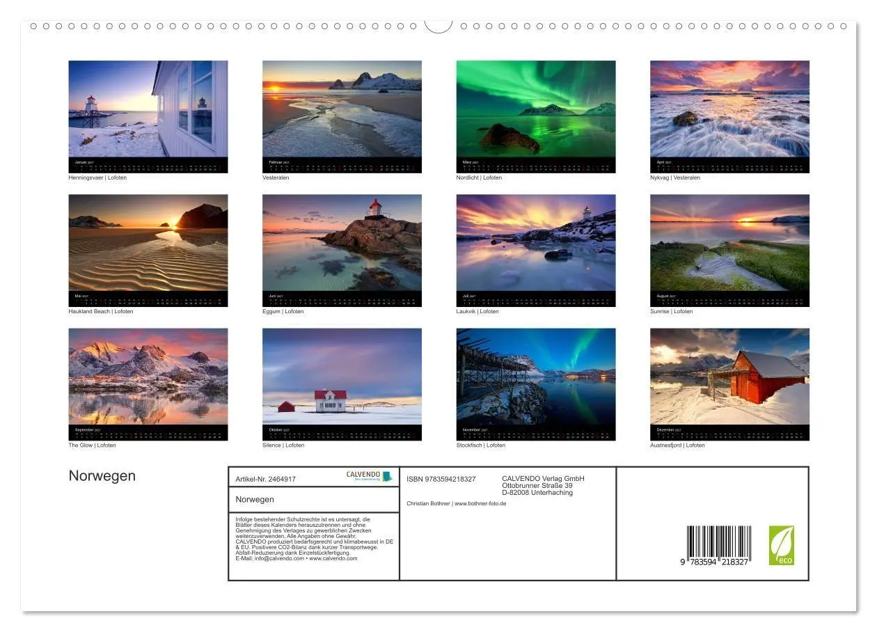 Bild: 9783594218327 | Norwegen (hochwertiger Premium Wandkalender 2027 DIN A2 quer),...