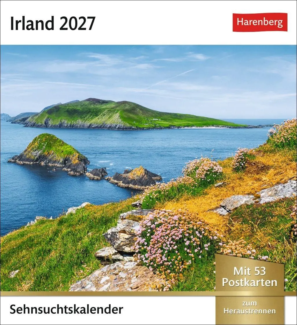 Cover: 9783840038327 | Irland Sehnsuchtskalender 2027 - Wochenkalender mit 53 Postkarten