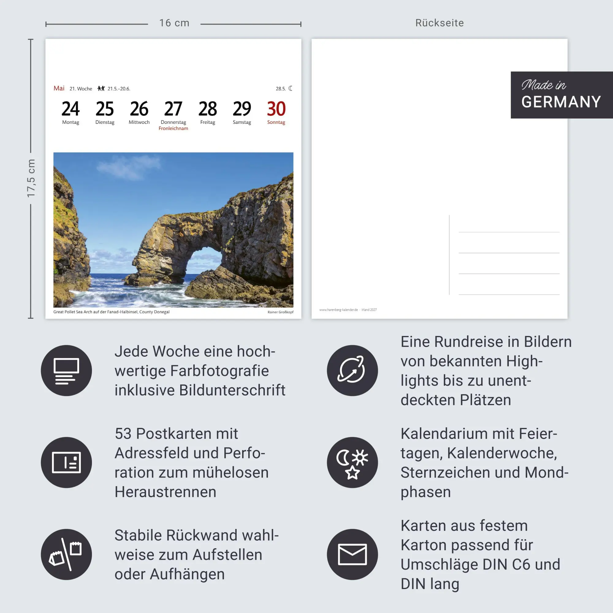 Bild: 9783840038327 | Irland Sehnsuchtskalender 2027 - Wochenkalender mit 53 Postkarten
