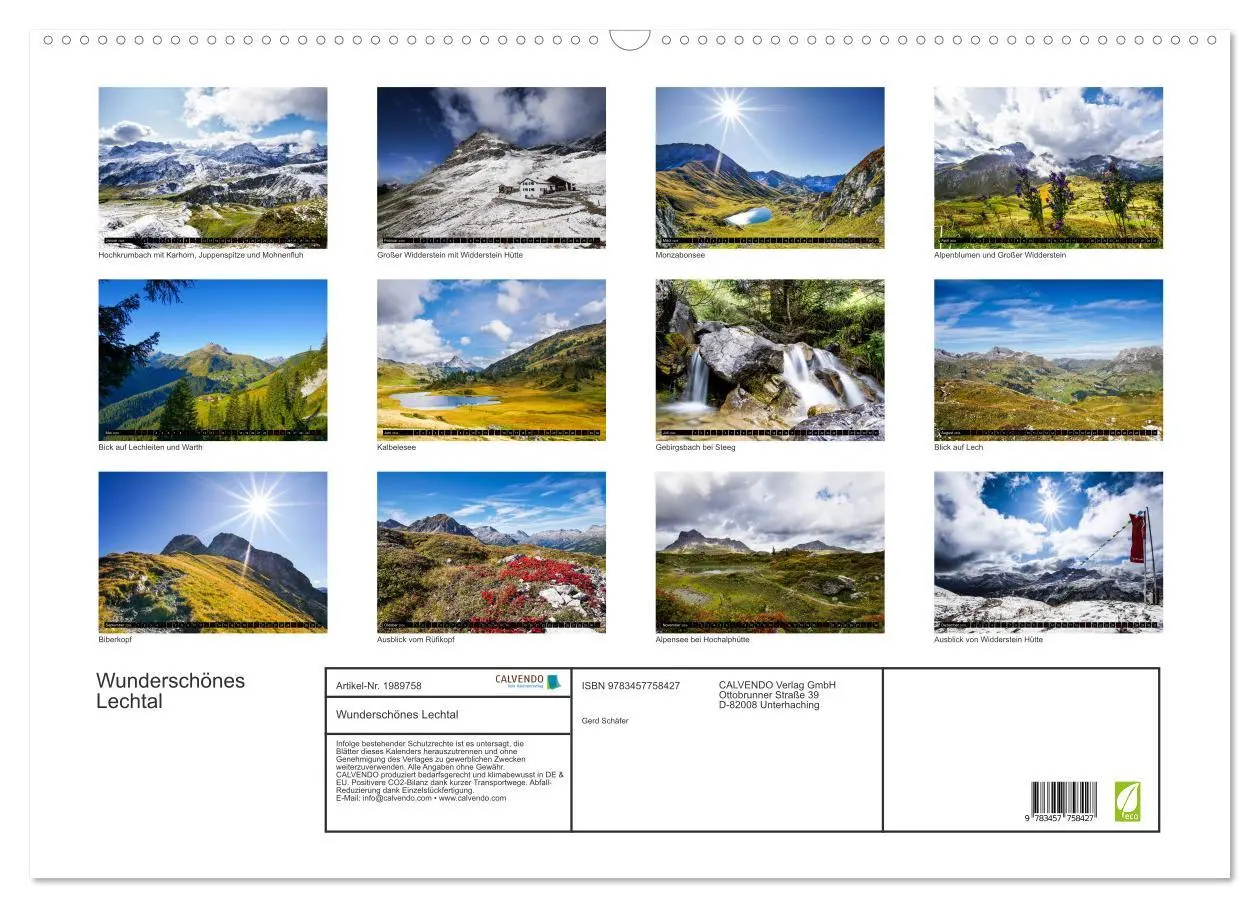 Bild: 9783457758427 | Wunderschönes Lechtal (Wandkalender 2026 DIN A2 quer), CALVENDO...