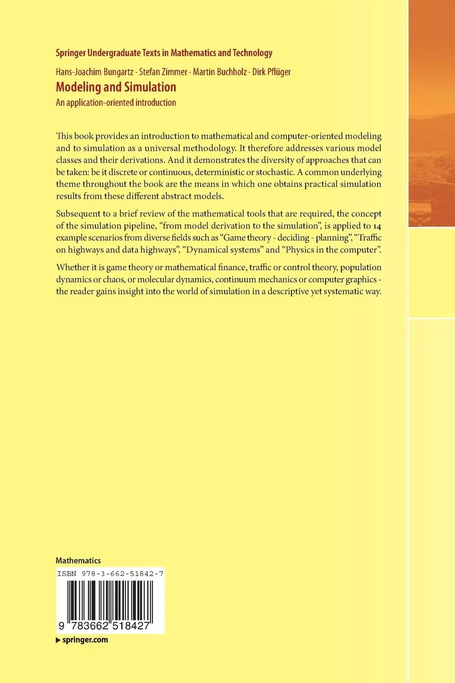 Rückseite: 9783662518427 | Modeling and Simulation | An Application-Oriented Introduction | Buch