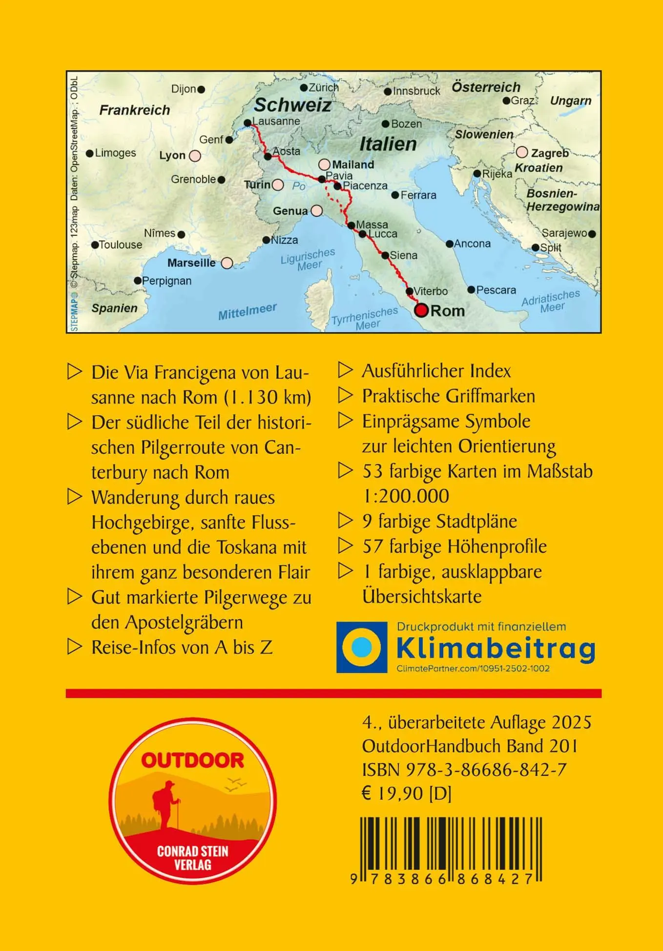 Rückseite: 9783866868427 | Via Francigena von Lausanne nach Rom | Ingrid Retterath | Taschenbuch