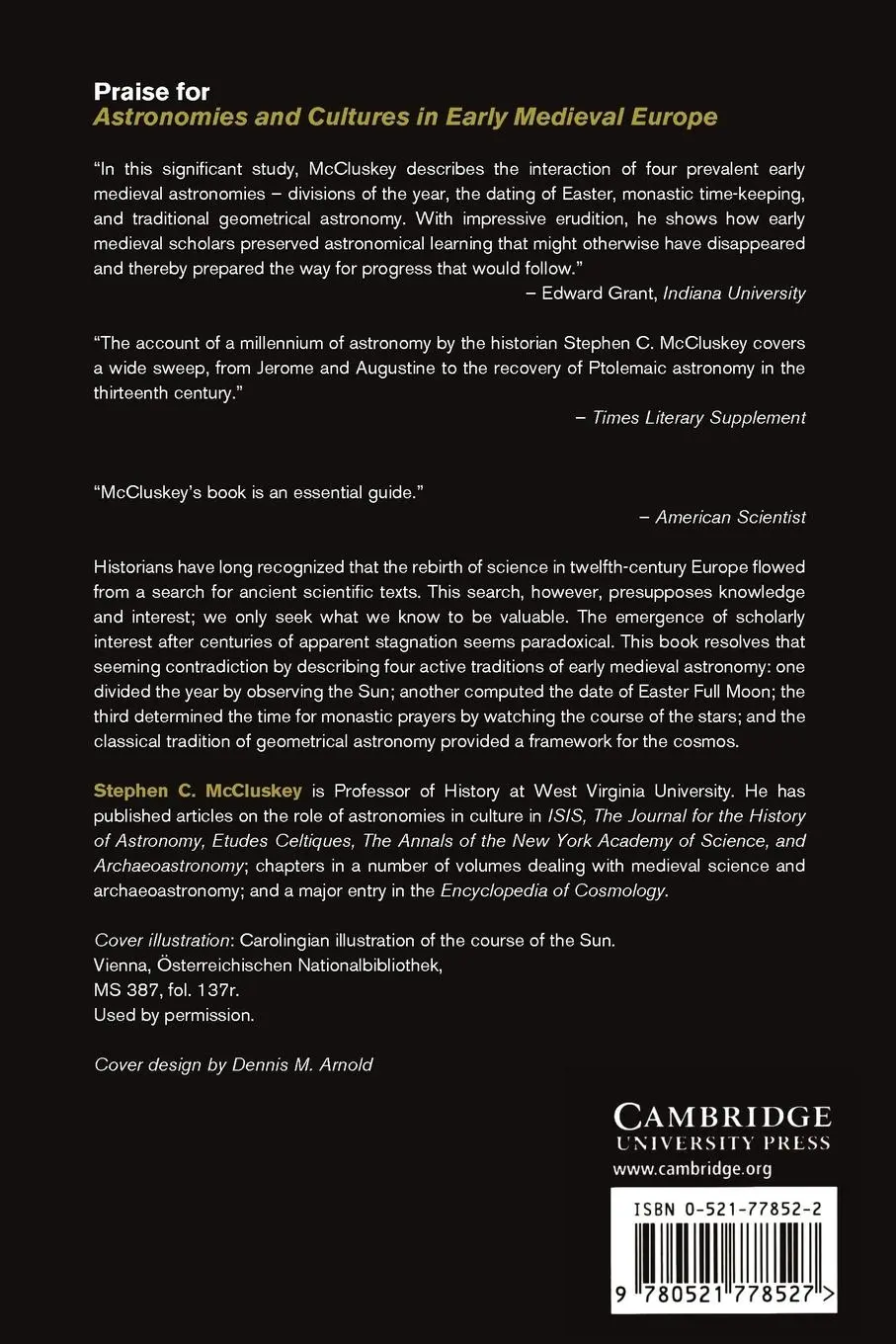 Rückseite: 9780521778527 | Astronomies and Cultures in Early Medieval Europe | McCluskey | Buch