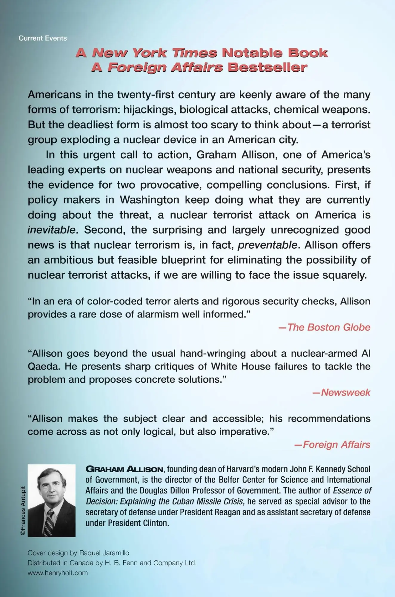 Rückseite: 9780805078527 | Nuclear Terrorism | The Ultimate Preventable Catastrophe | Allison