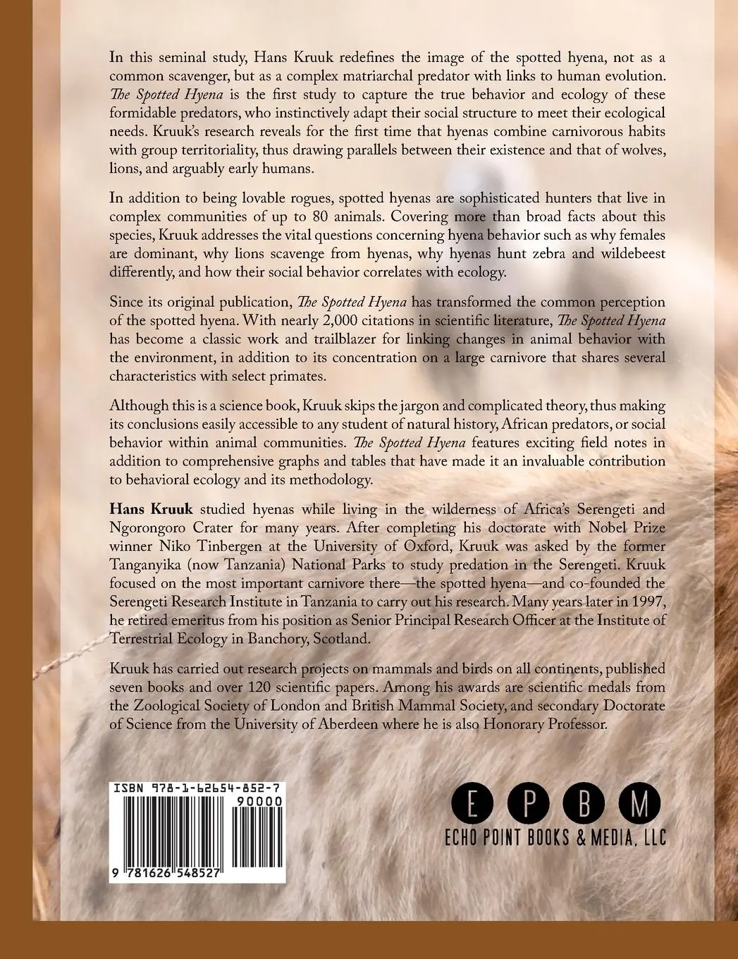 Rückseite: 9781626548527 | The Spotted Hyena | A Study of Predation and Social Behavior | Kruuk