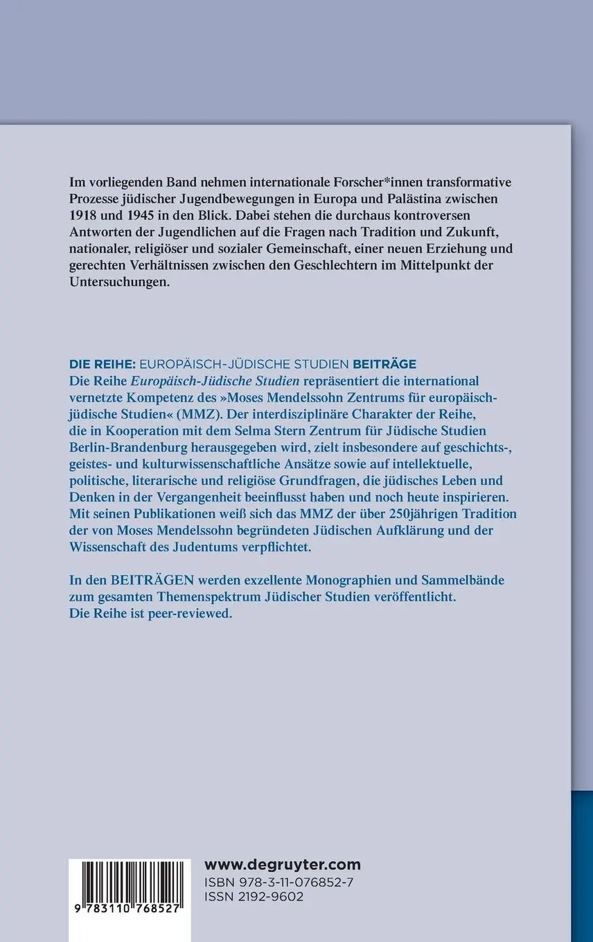 Rückseite: 9783110768527 | Jüdische Jugend im Übergang - Jewish Youth in Transit | Buch | VI