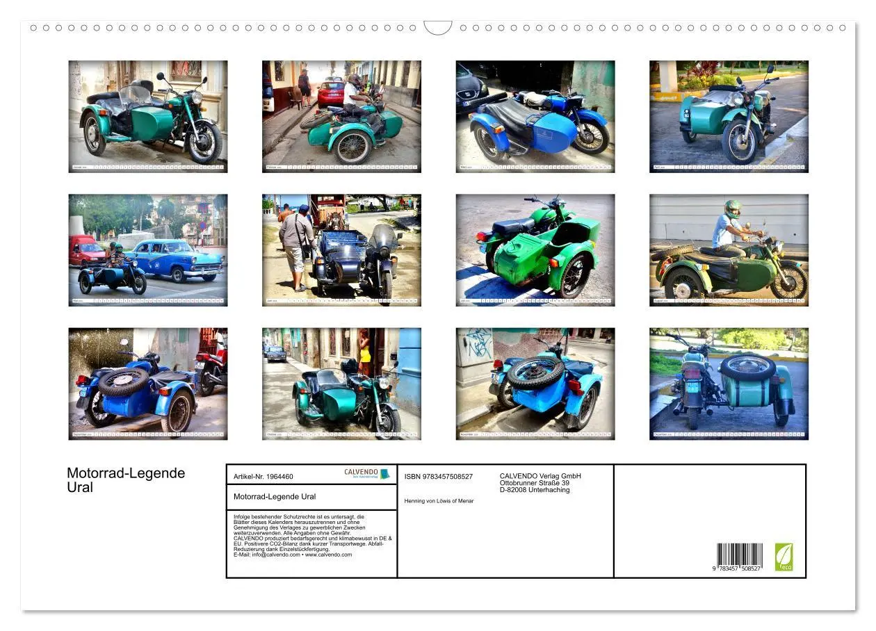 Bild: 9783457508527 | Motorrad-Legende Ural (Wandkalender 2026 DIN A2 quer), CALVENDO...