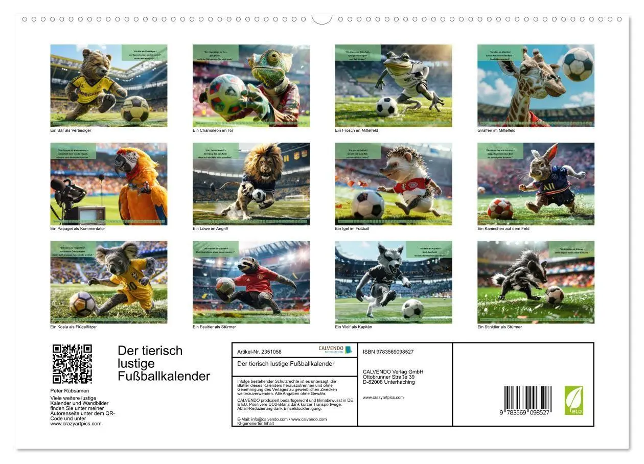 Bild: 9783569098527 | Der tierisch lustige Fußballkalender (hochwertiger Premium...
