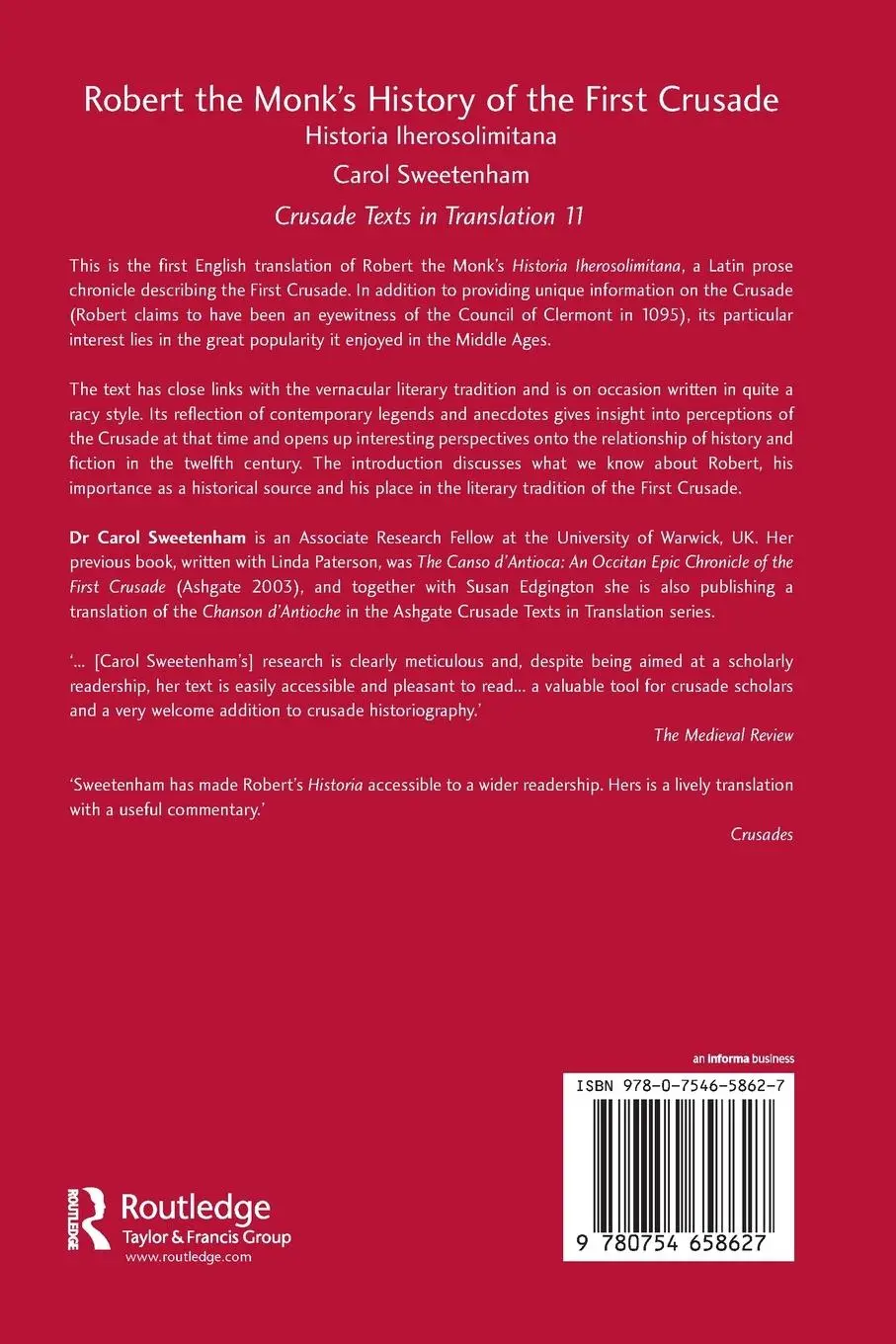 Rückseite: 9780754658627 | Robert the Monk's History of the First Crusade | Carol Sweetenham