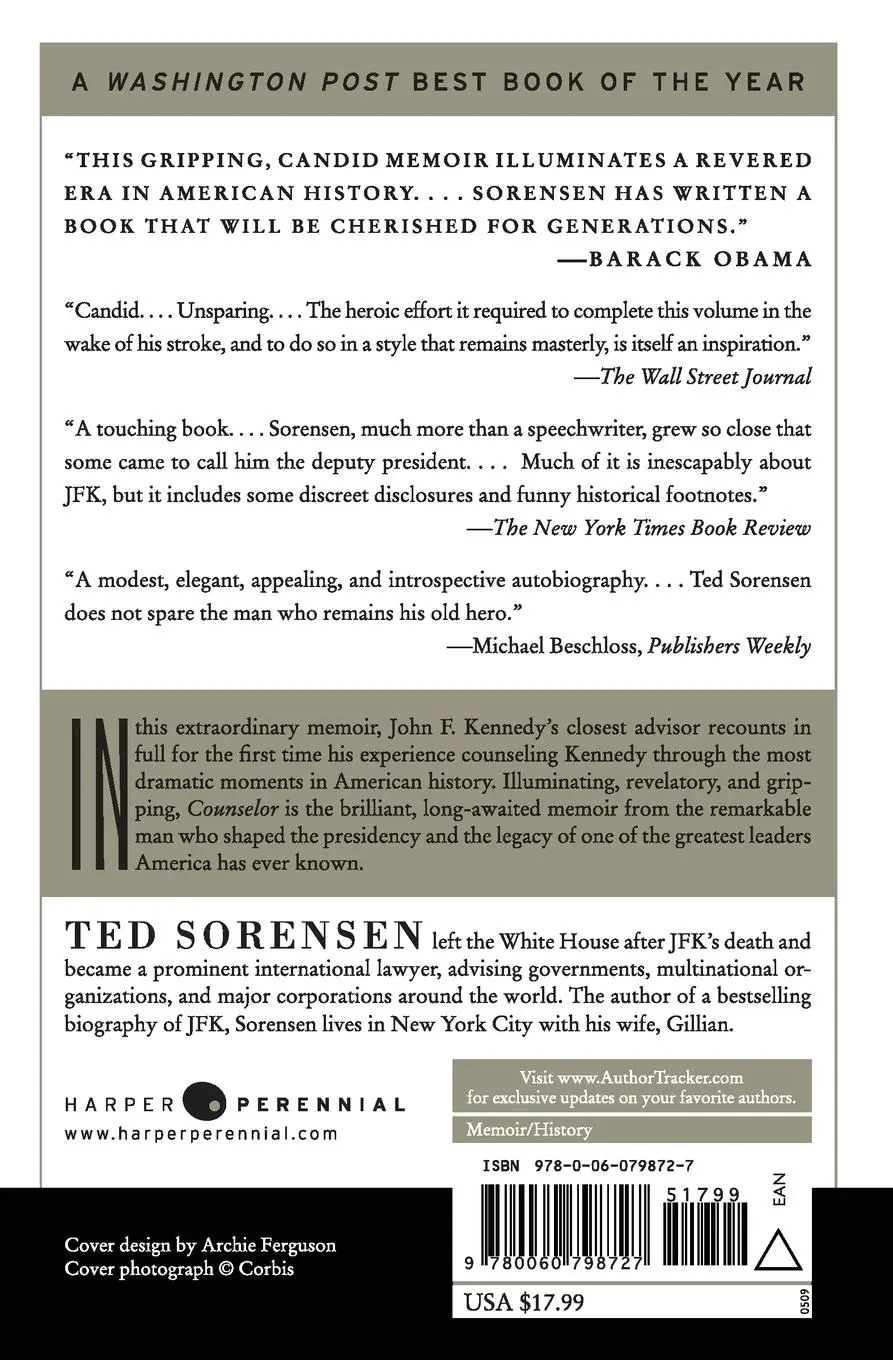 Rückseite: 9780060798727 | Counselor | A Life at the Edge of History | Ted Sorensen | Taschenbuch
