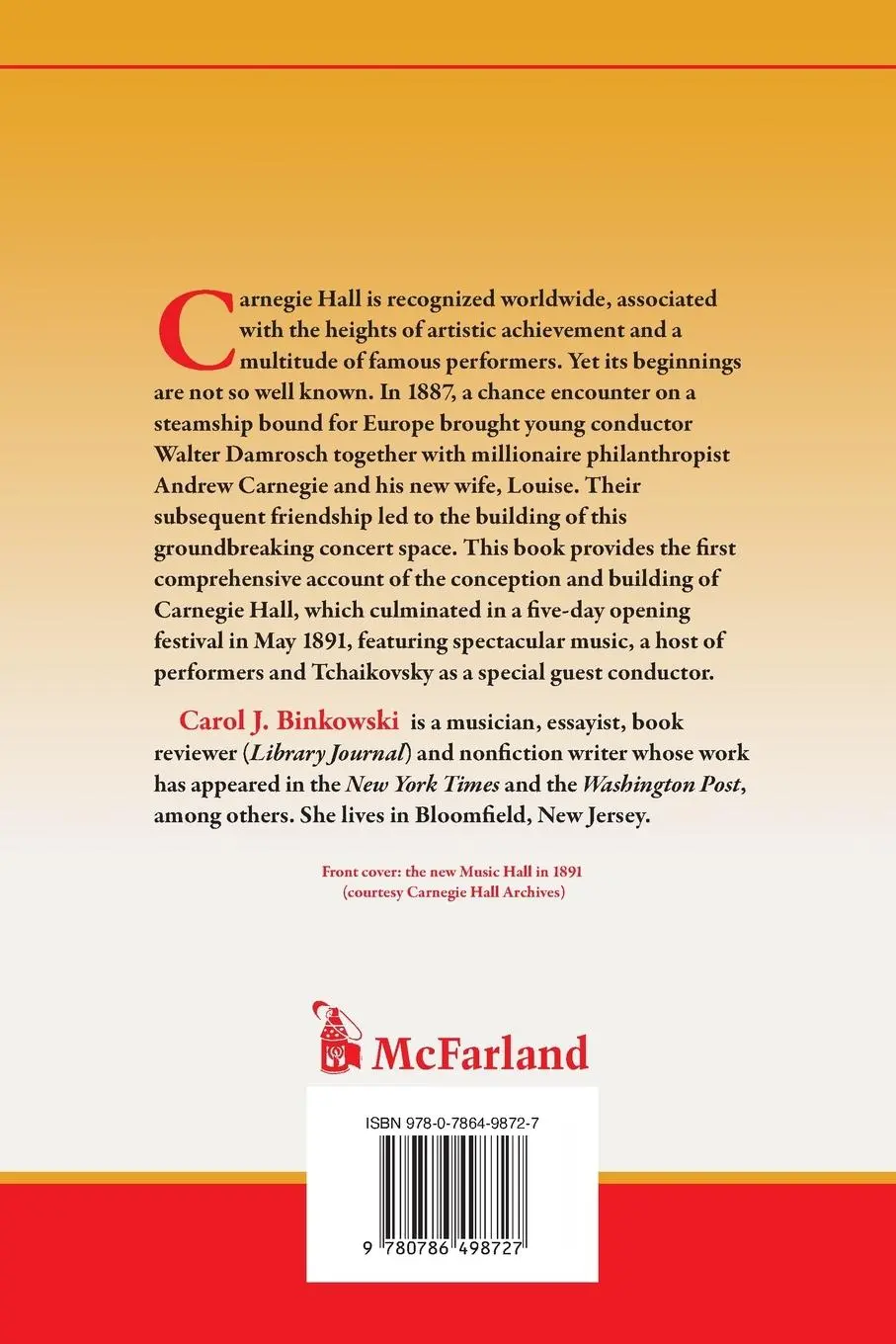 Rückseite: 9780786498727 | Opening Carnegie Hall | Carol J. Binkowski | Taschenbuch | Englisch
