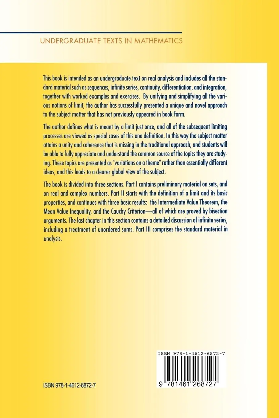 Rückseite: 9781461268727 | Limits | A New Approach to Real Analysis | Alan F. Beardon | Buch | ix