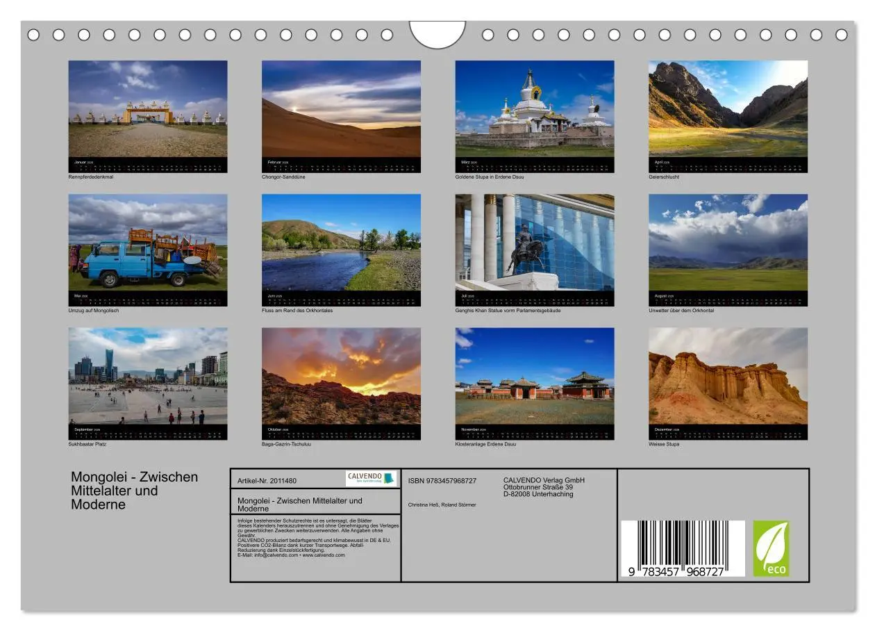 Bild: 9783457968727 | Mongolei - Zwischen Mittelalter und Moderne (Wandkalender 2026 DIN...