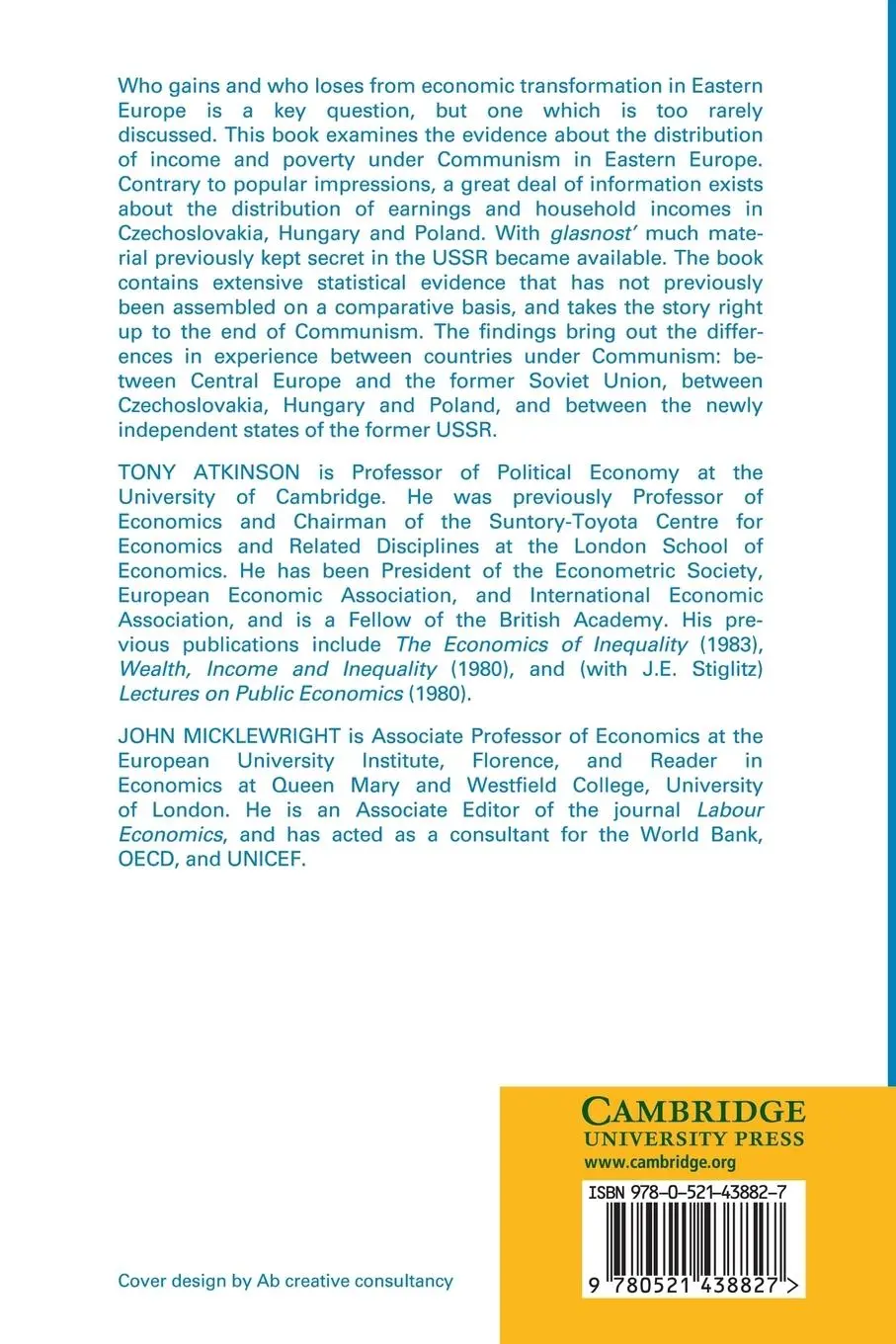Rückseite: 9780521438827 | Economic Transformation in Eastern Europe and the Distribution of...