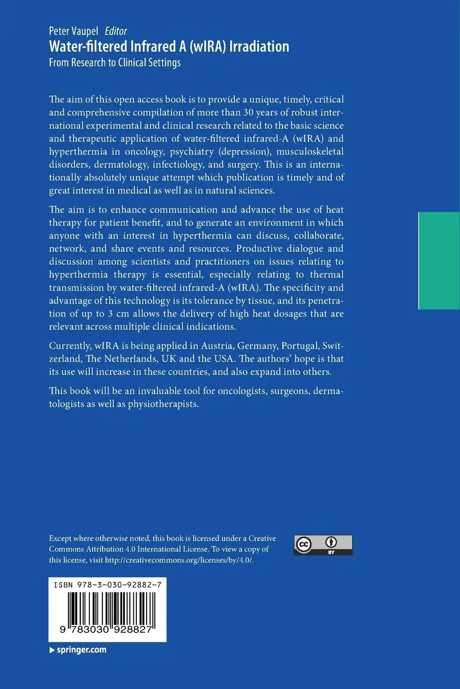Rückseite: 9783030928827 | Water-filtered Infrared A (wIRA) Irradiation | Peter Vaupel | Buch