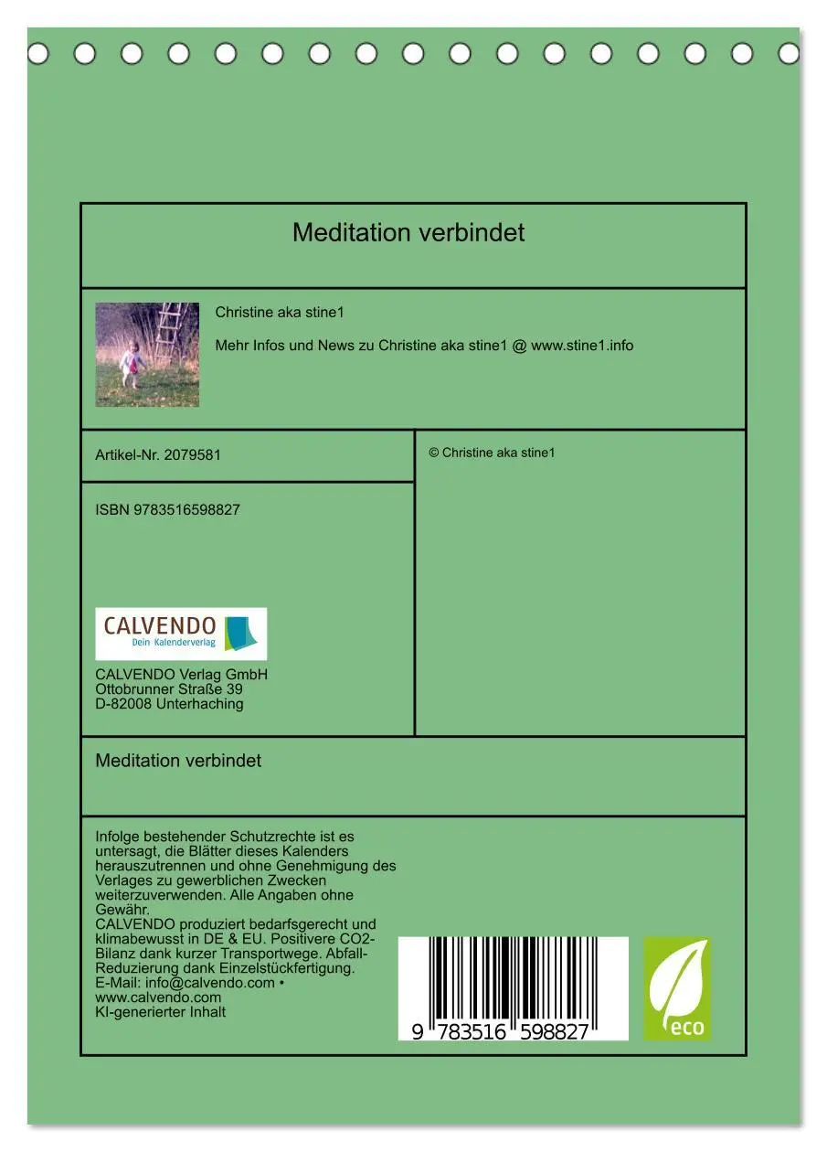 Bild: 9783516598827 | Meditation verbindet (Tischkalender 2026 DIN A5 hoch), CALVENDO...